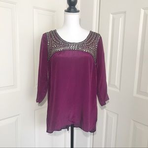 Plenty by tracy reese yoke studded tunic blouse